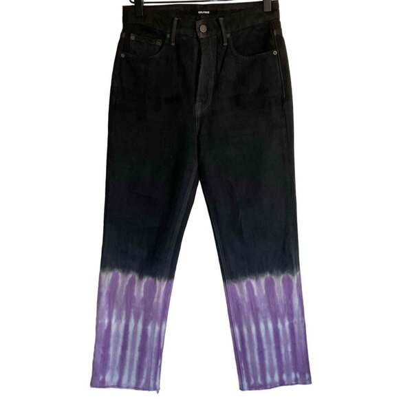 GRLFRND Ombre Black Mica Crop Button Fly Hise Rise Pant‎ Jeans Sz 25 - Picture 1 of 10